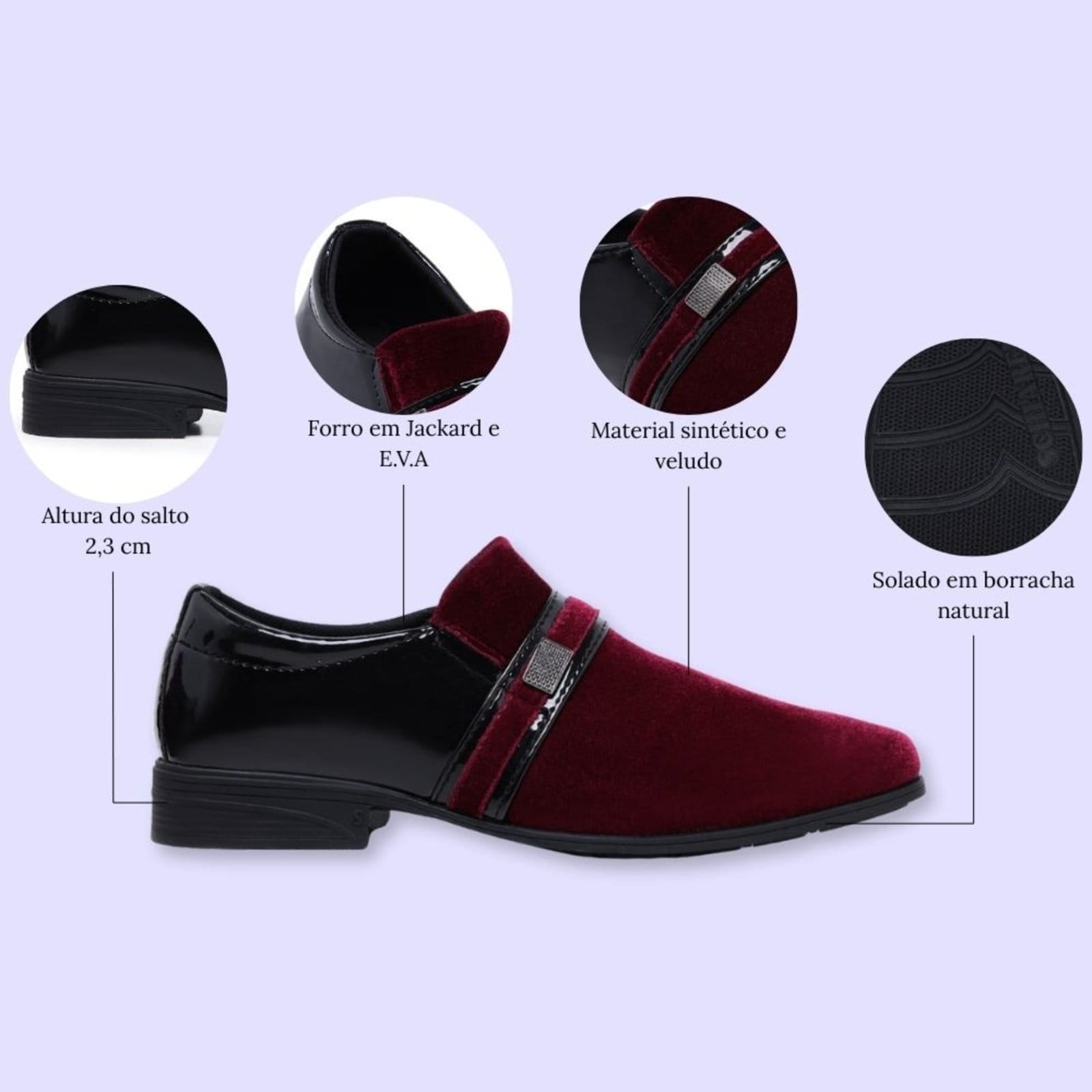 Vista 2 Sapato Social Masculino Para Trabalhar Sair Casamento Schiareli 108 Schiareli vermelho