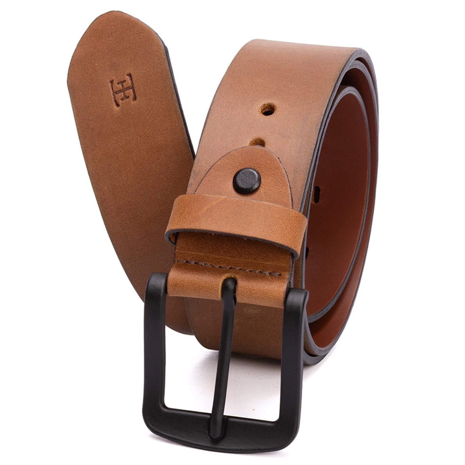 Vista principal Cinto masculino em couro na cor conhaque USEPELLE marrom