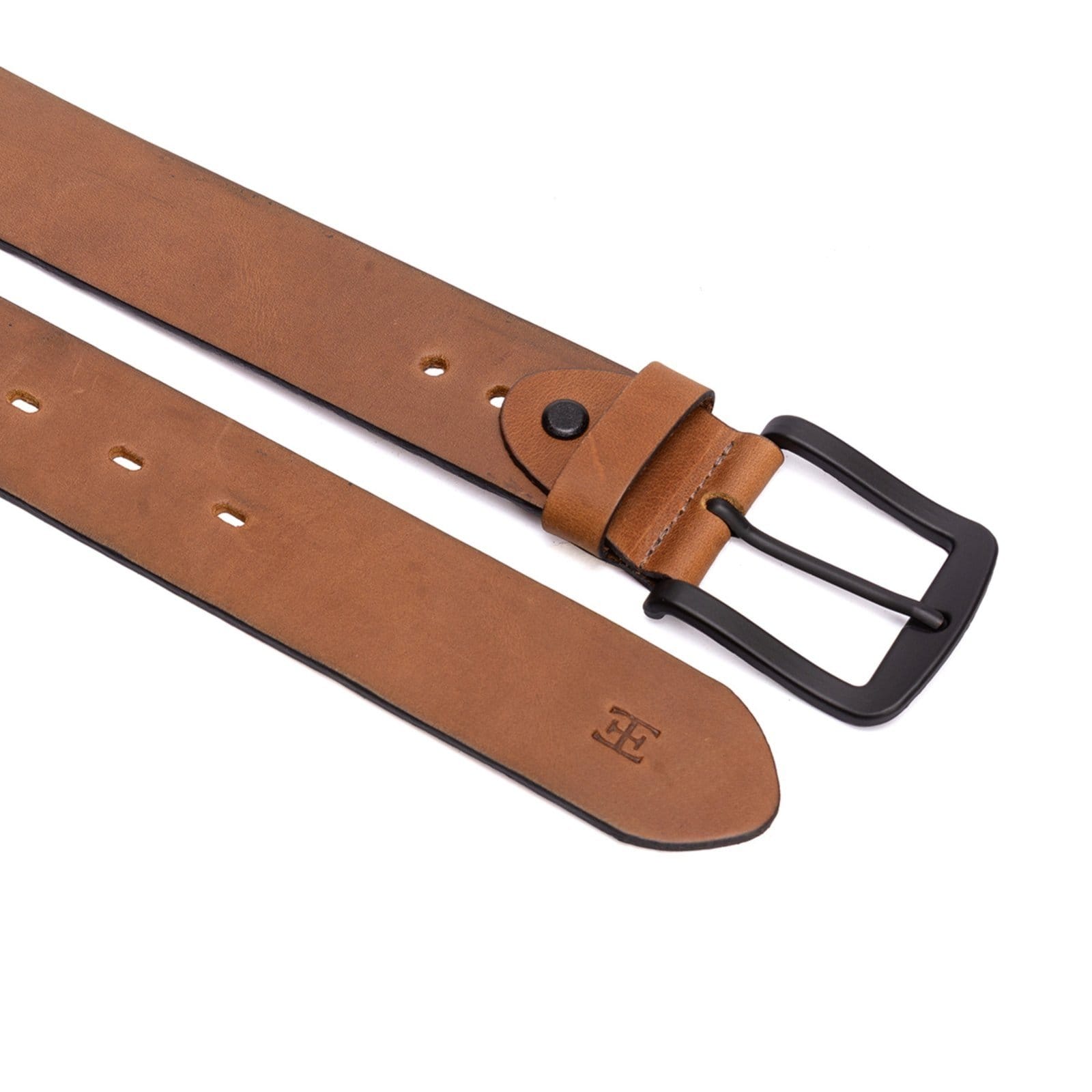 Vista 2 Cinto masculino em couro na cor conhaque USEPELLE marrom