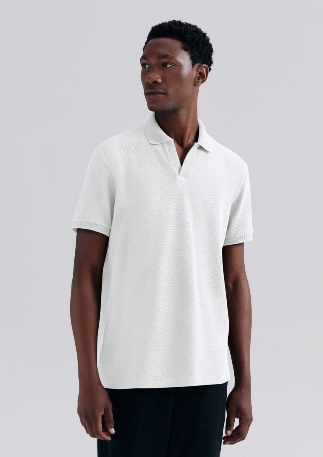 Camisa Polo Masculina Manga Curta Texturizada