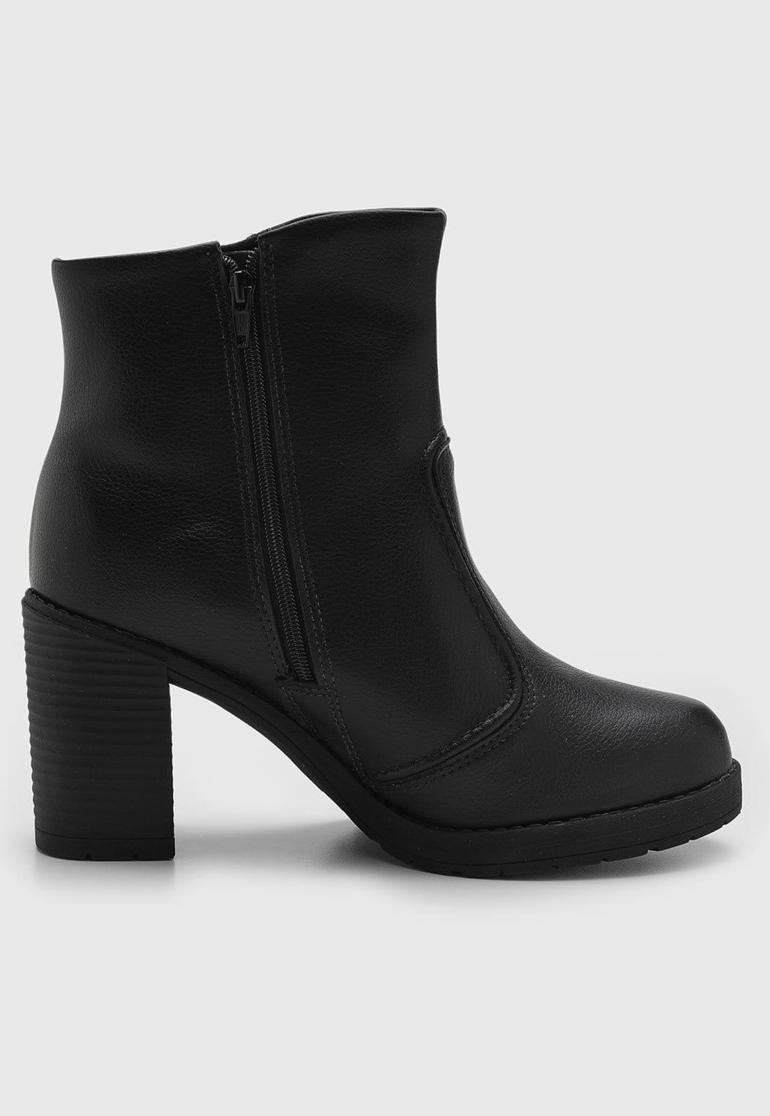 Vista 2 Bota Feminina Beira Rio Salto Bloco Preta BEIRA RIO preto