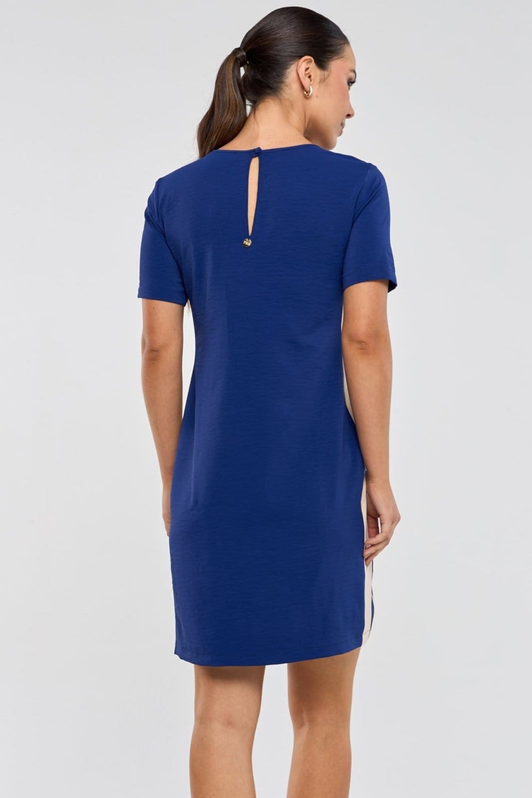 Vestido Curto PKS Com Filetes Marinho