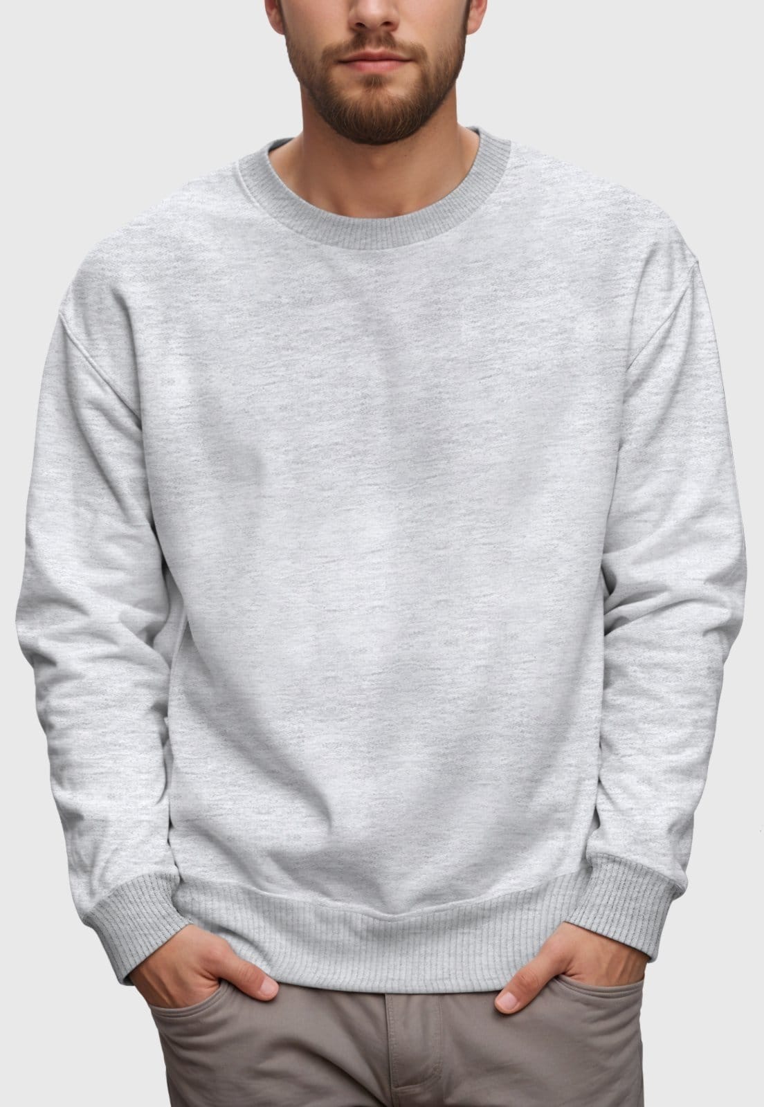 Vista 2 Conjunto Moletom Liso Gola Redonda e Calça Masculina Benellys Claro Benellys cinza
