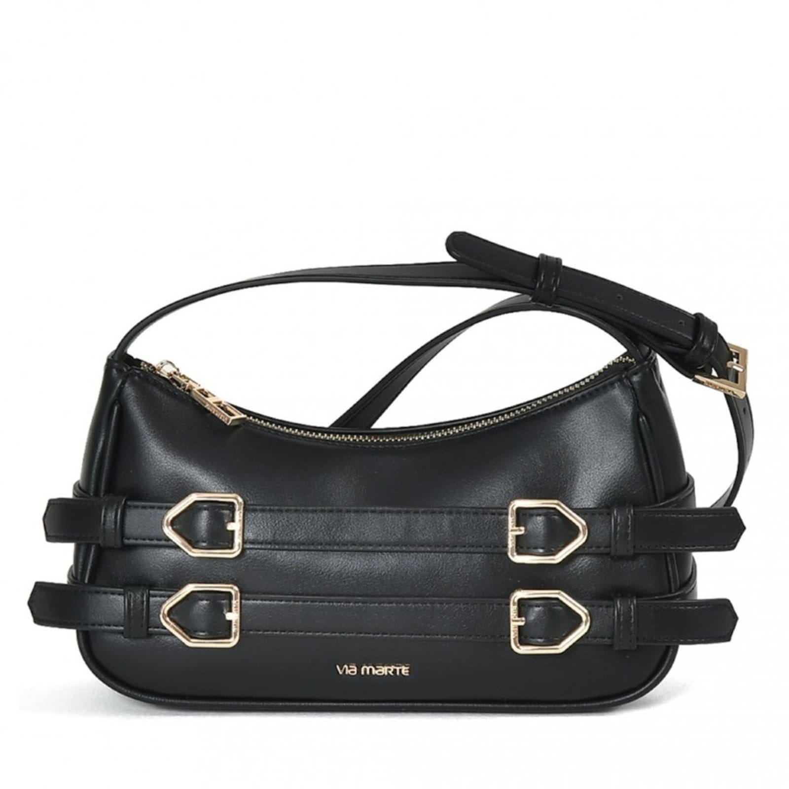 Bolsa Feminina Via Marte Crossbody com Fivelas B1-203 Via Marte