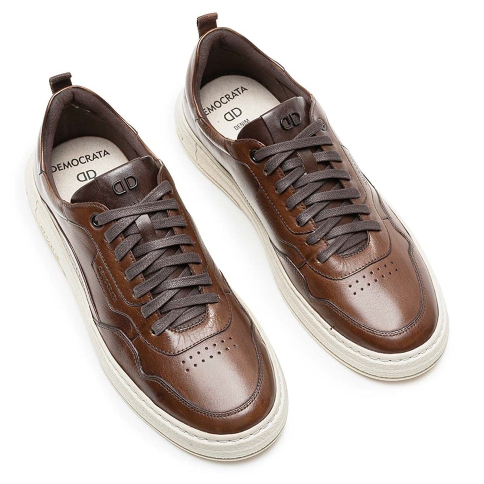 Vista 2 Tênis De Couro Democrata Masculino Denim Jake 240201 DEMOCRATA marrom denim