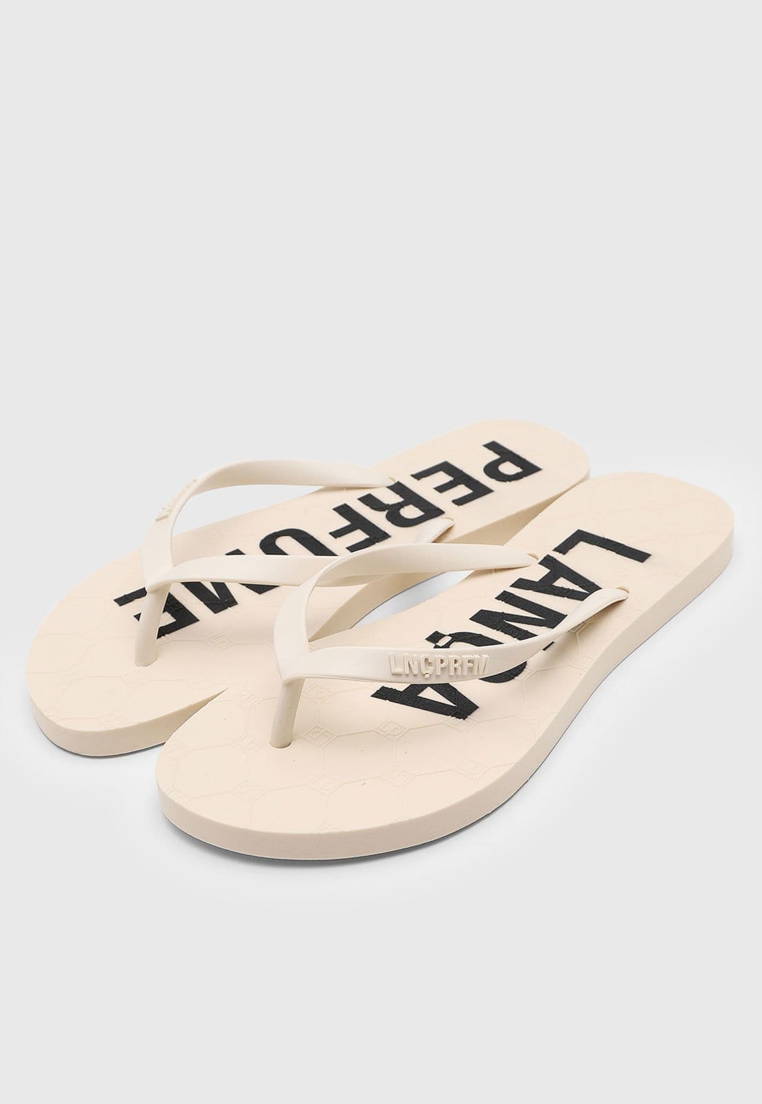 Vista 2 Chinelo de Dedo Feminino Lança Perfume Logo Off-white Lança Perfume off-white white