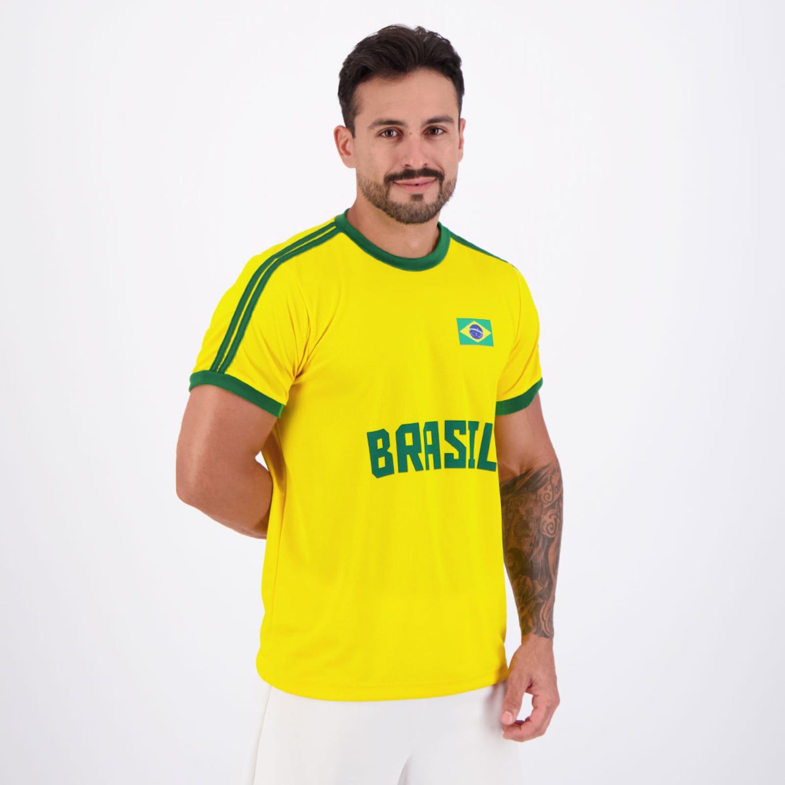 Vista 2 Camisa Brasil Dry Basic Amarela Retrômania amarelo