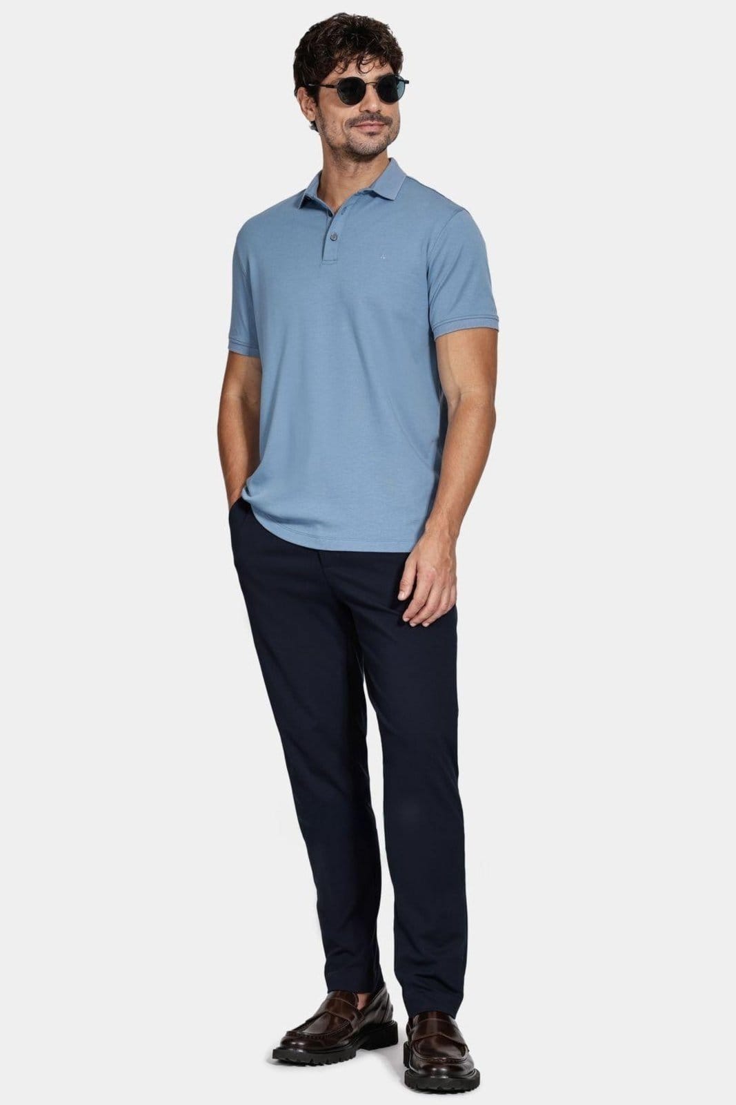 Vista 2 Polo Manga Curta Aramis Liquid Cotton Indigo Aramis azul