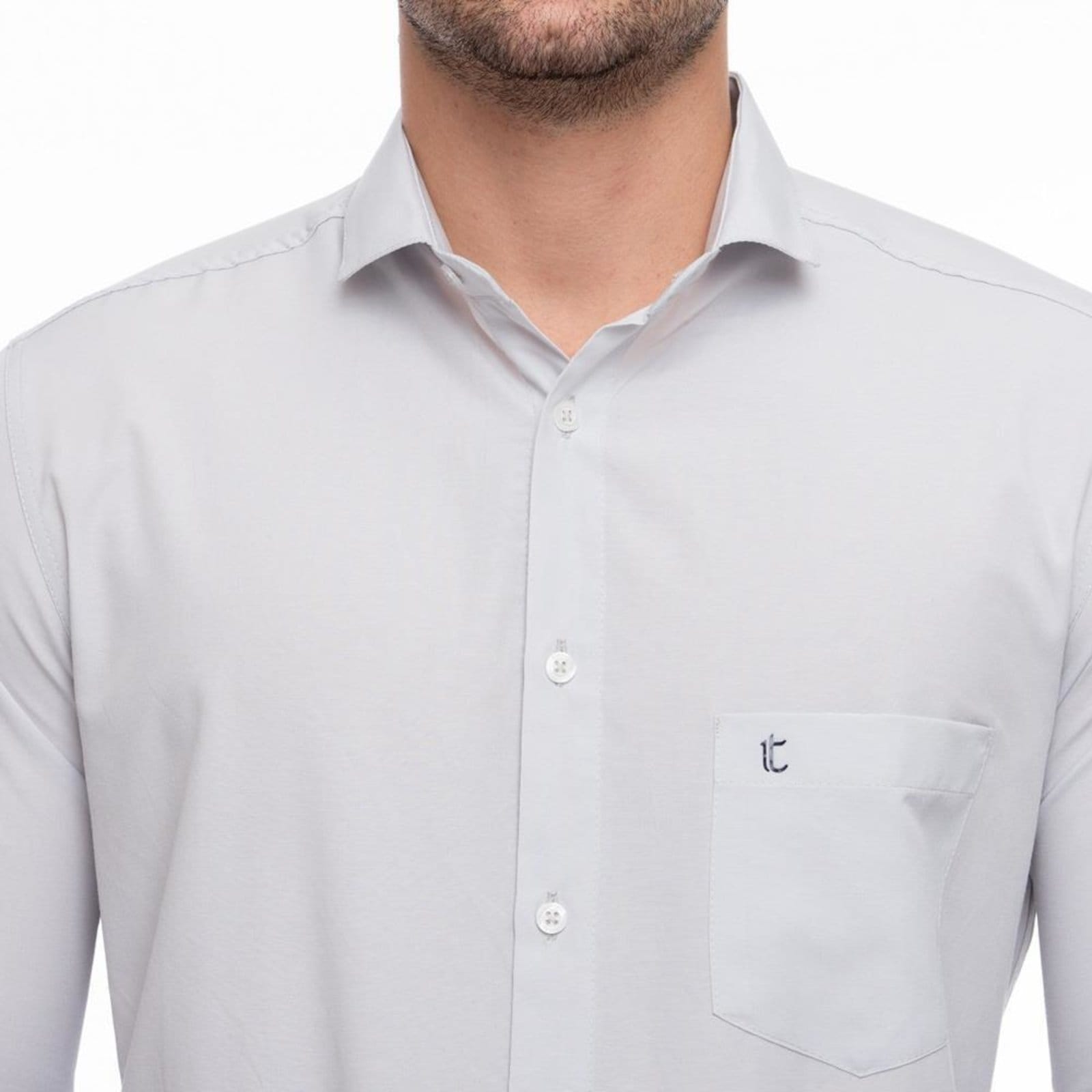 Vista 2 Camisa Social Slim Masculina Teodoro Manga Longa Elegante Cinza G Verde Cinza TEODORO CAMISARIA cinza verde