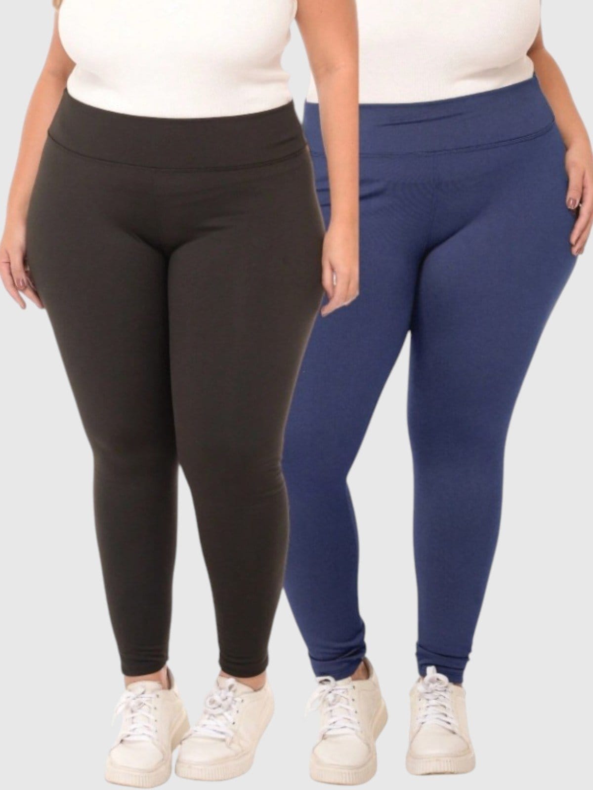 Kit com 02 Calças Legging Plus Size D Bell Outlet Fashion Feminina Academia Cintura Alta Preta