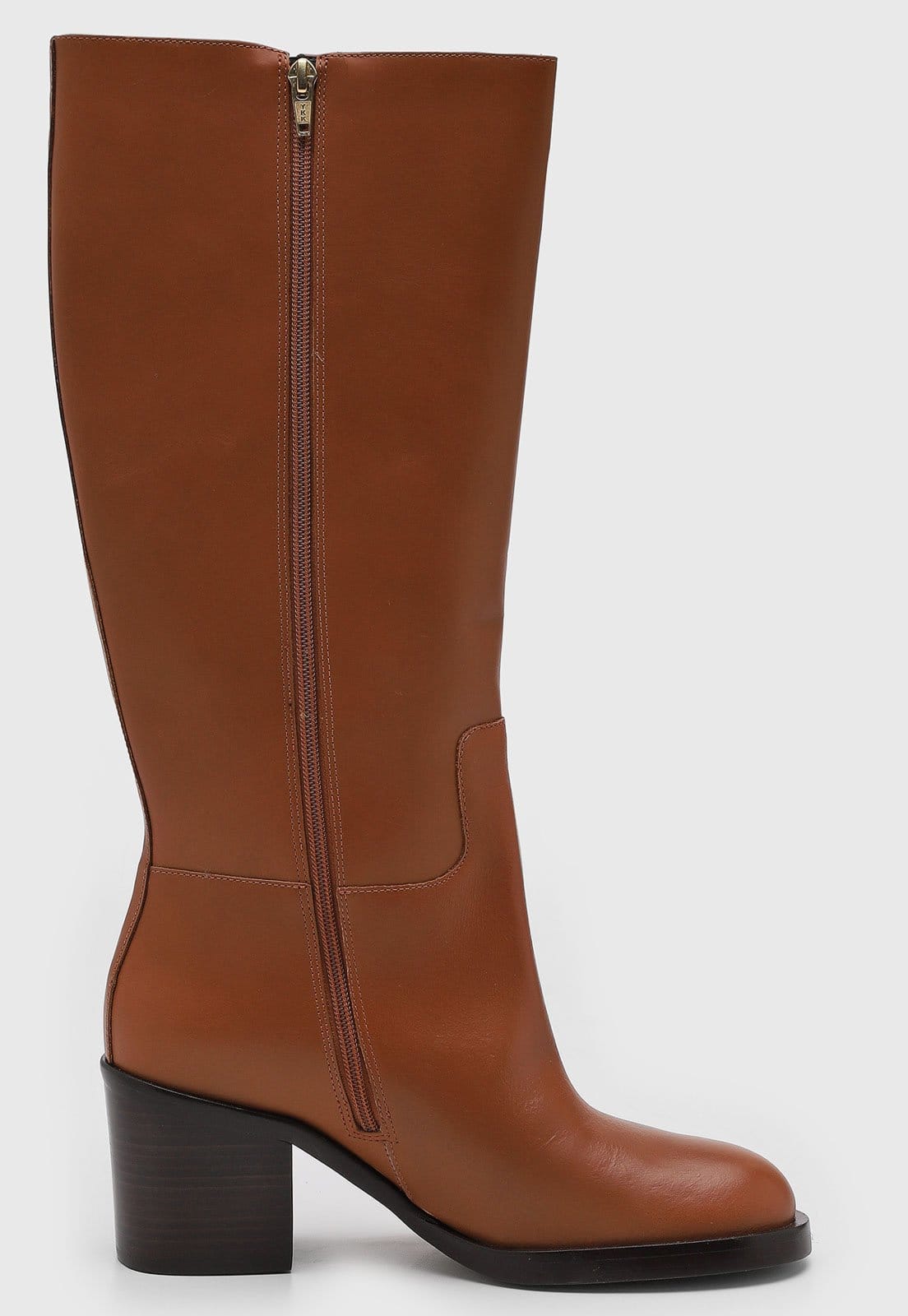 Vista 2 Bota Feminina Luiza Barcelos Cano Médio Salto Bloco Luiza Barcelos caramelo