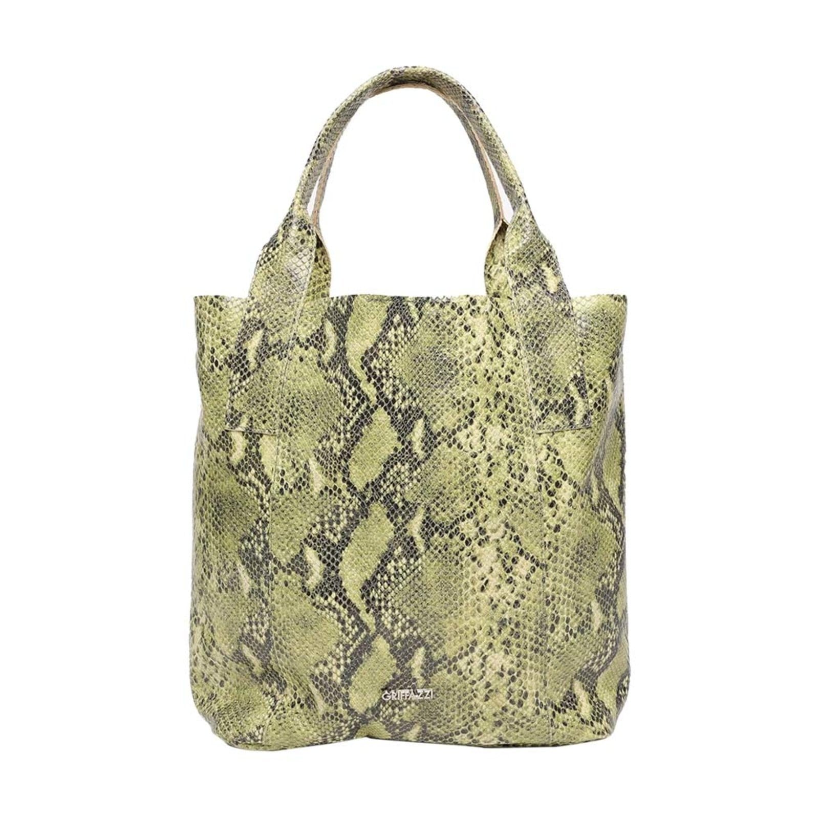 Vista principal Sacola Griffazzi em Couro Oliva Griffazzi verde