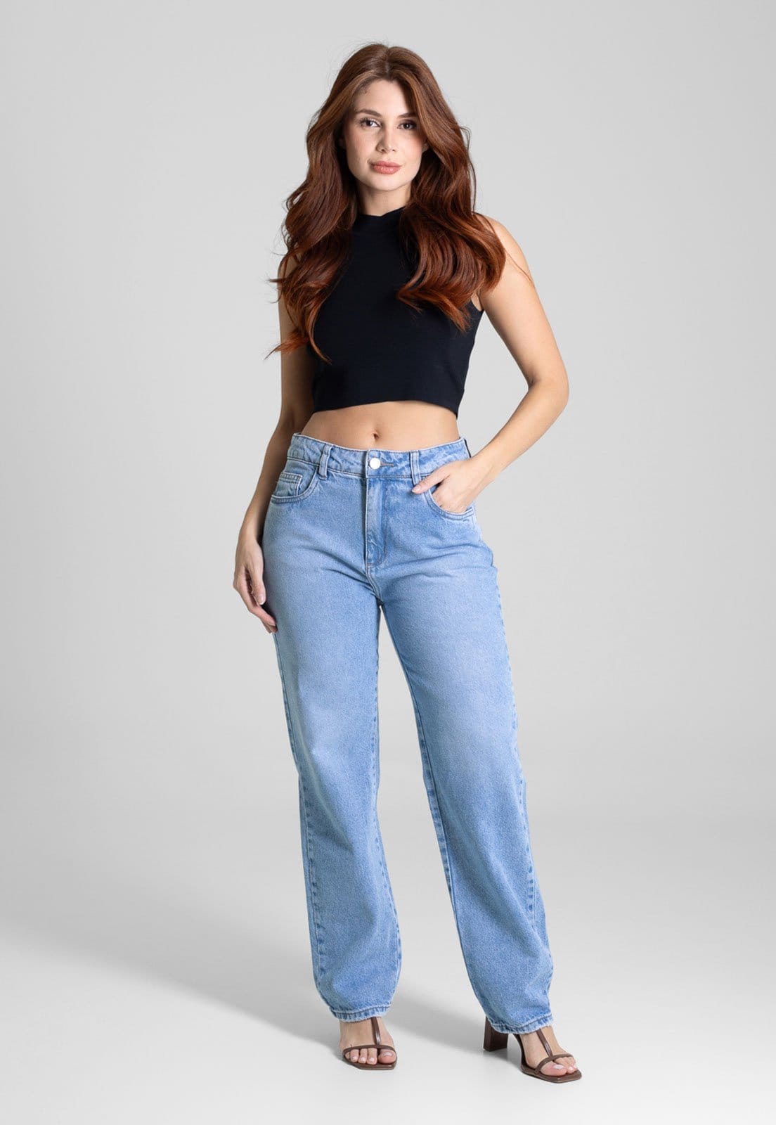 Vista 2 Calça Feminina Sawary Reta Sawary azul