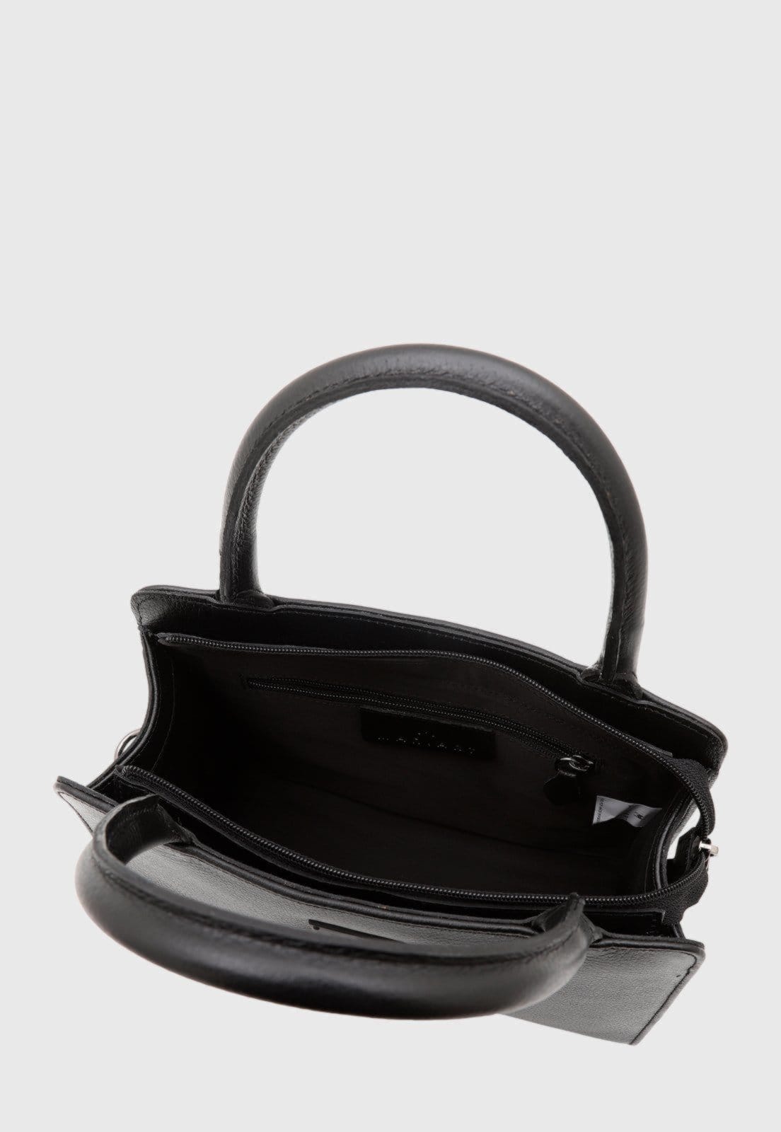 Vista 2 Bolsa Transversal Couro Mariart Maia All Black Preta Mariart preto black