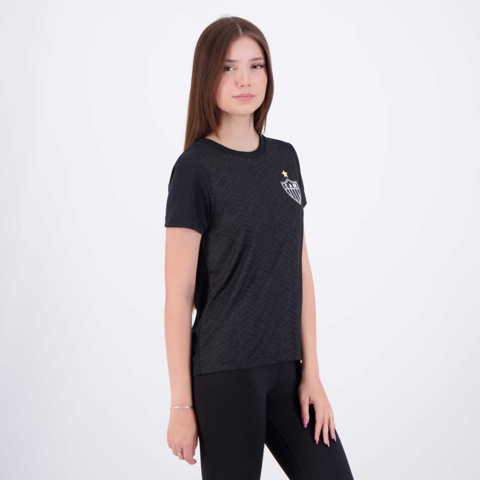Vista 2 Camisa Atlético Mineiro Principia Feminina Preta braziline preto