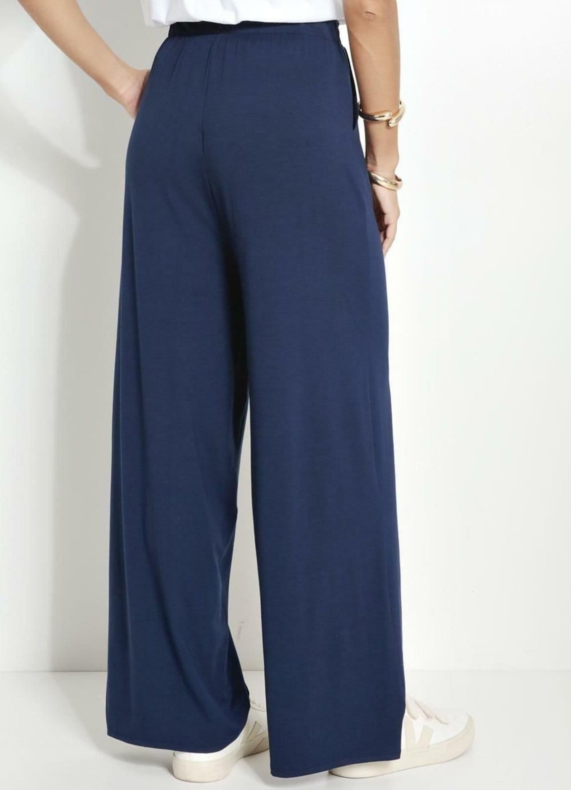 Vista 2 Calça Feminina Marinho Em Malha De Viscose Quintess Quintess azul