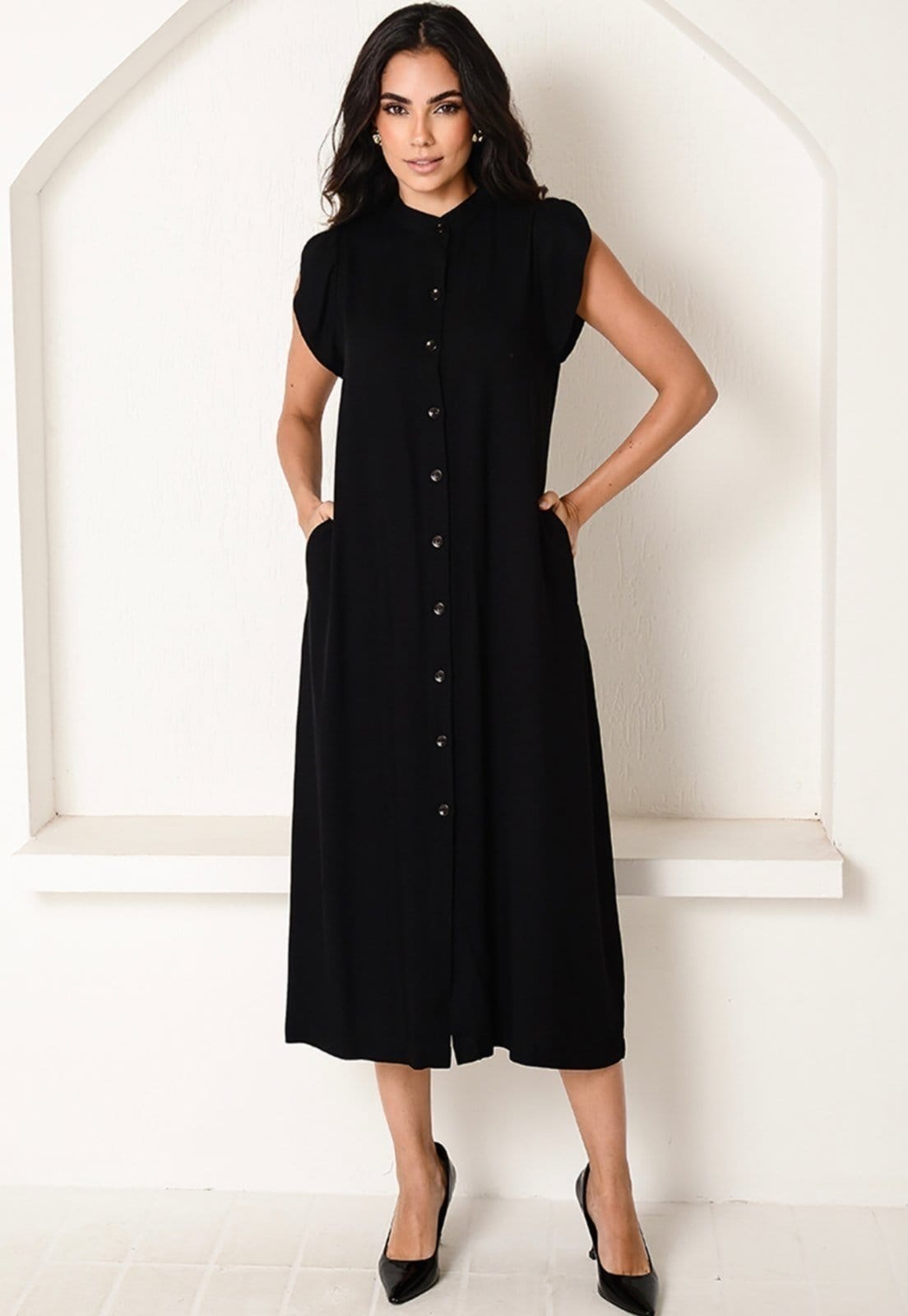 Vestido Chemise Midi Botões M/C B’Bonnie Sienna