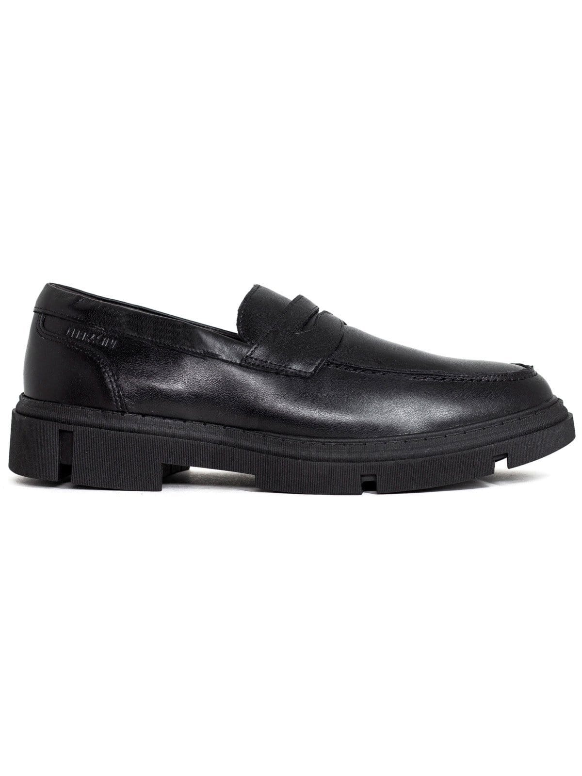 Sapato Masculino Ferracini 24h Aston Loafer Casual Couro Tratorado Preto All Black