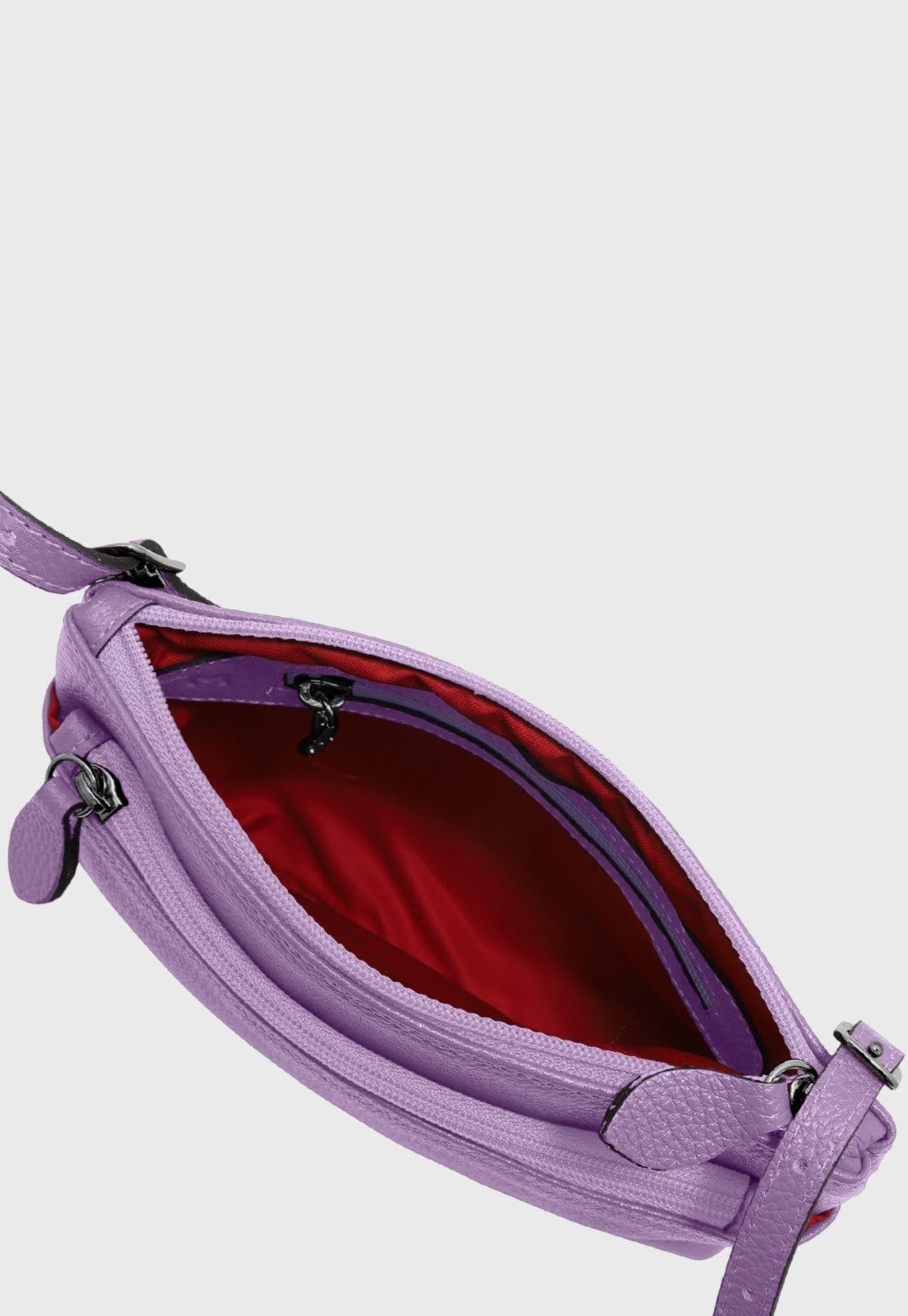 Vista 2 Bolsa Transversal de Couro Mariart Ágata Violeta Mariart lilás violeta