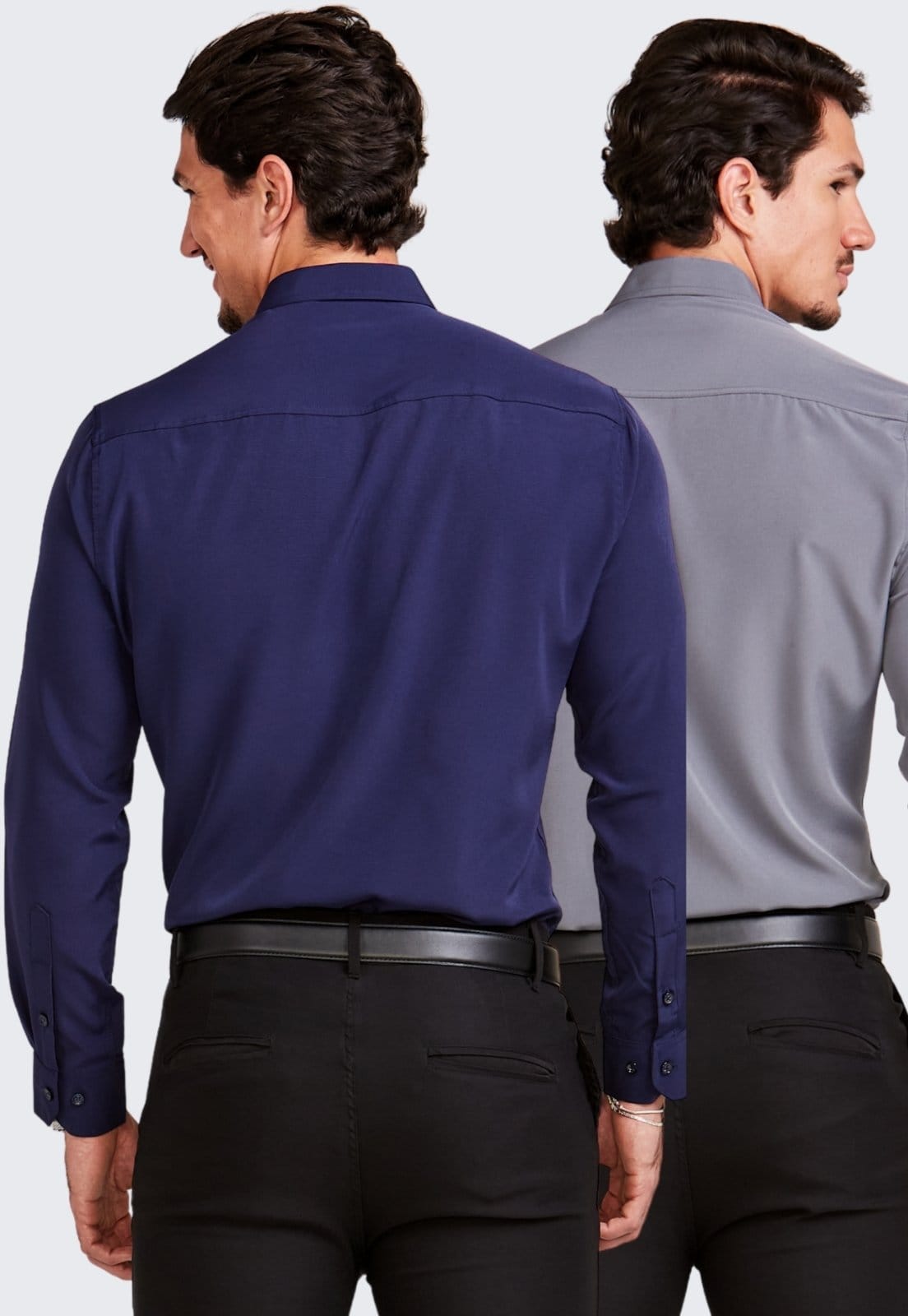 Vista 2 Kit 2 Camisa Social Masculina Manga Longa Daze Modas e Chumbo Daze Modas azul marinho/cinza