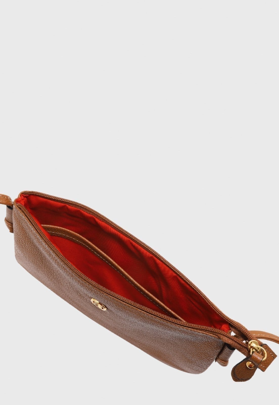 Vista 2 Bolsa Transversal de Couro Mariart Onix Camel Mariart caramelo