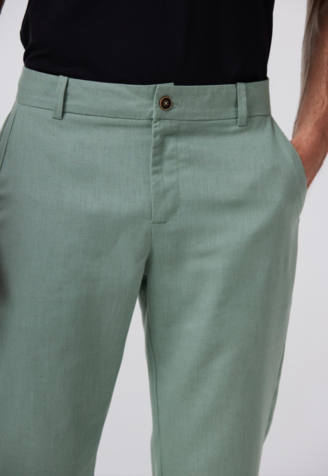 Vista 2 Calça Linho Traymon Casual Traymon verde