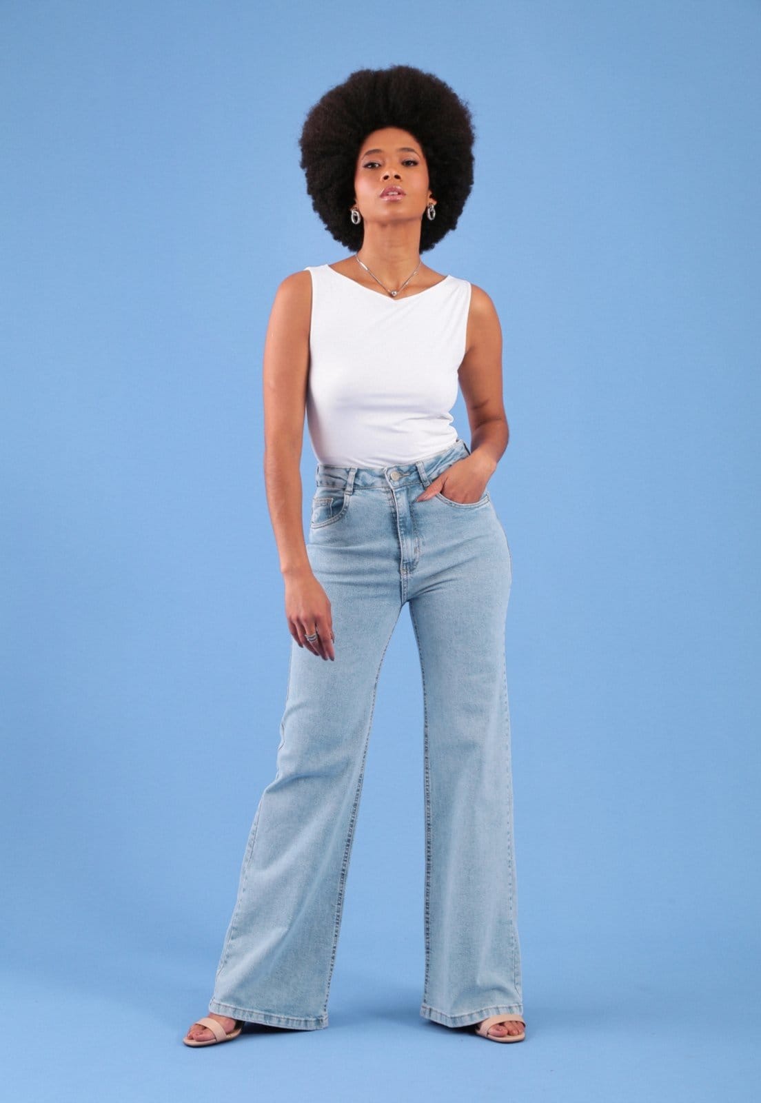 Calça Jeans Pop Me Wide Leg Claro