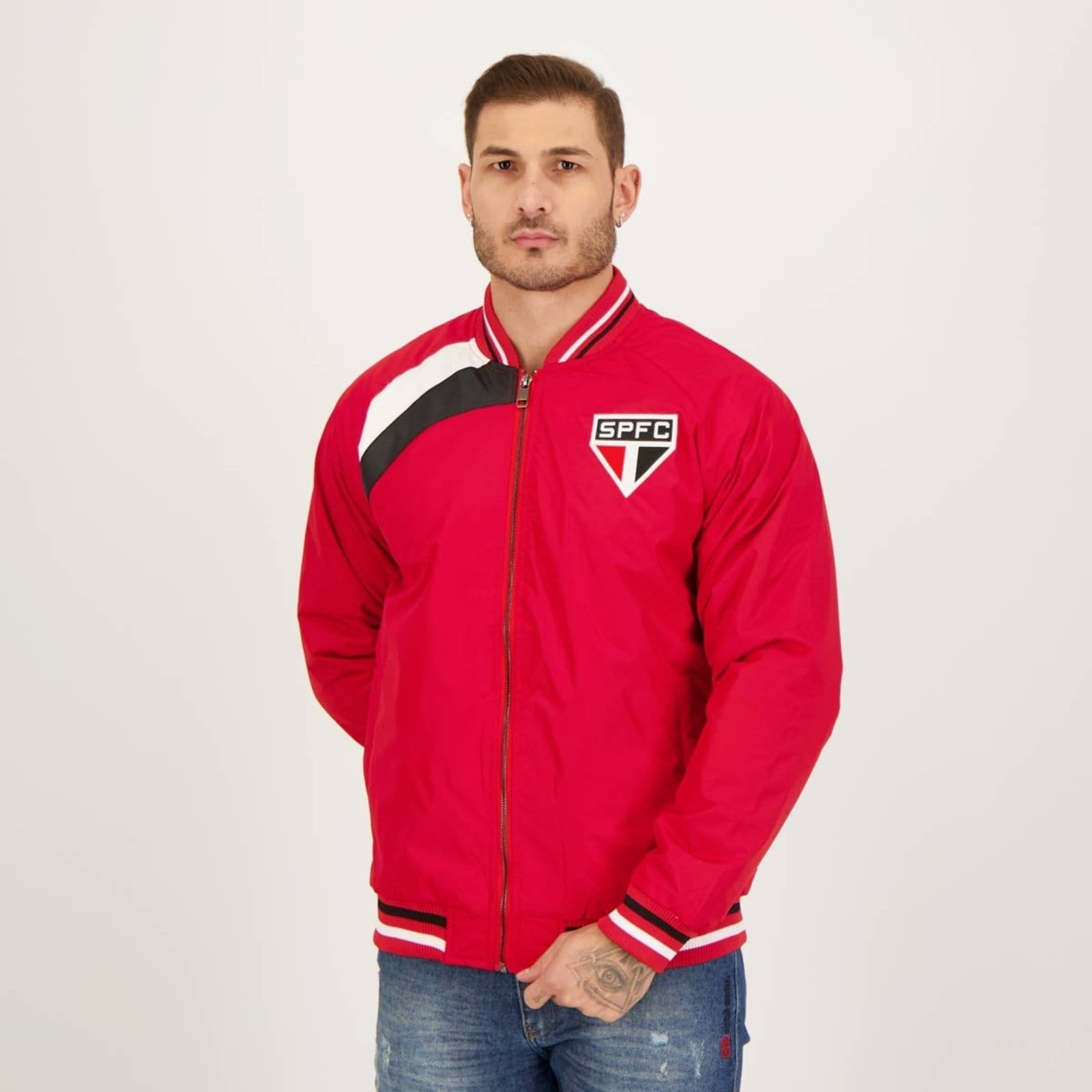 Vista 2 Jaqueta São Paulo Bomber Vermelha SPR vermelho