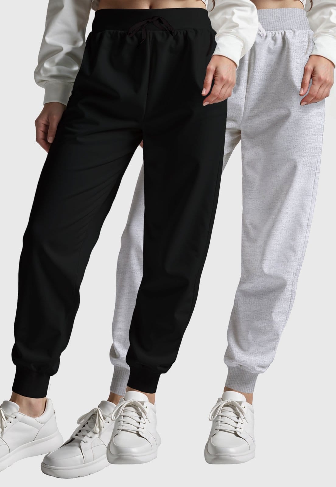 Kit 2 Calças Femininas de Moletom e Cinza Slim Aconchego e Praticidade Diária