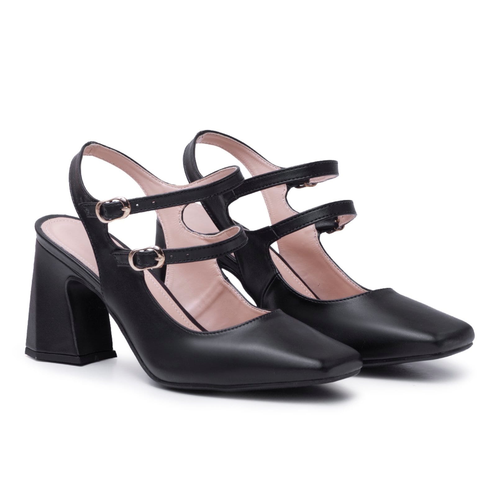 Sapato Feminino Scarpin Mery Jane Salto Grosso Napa Preta