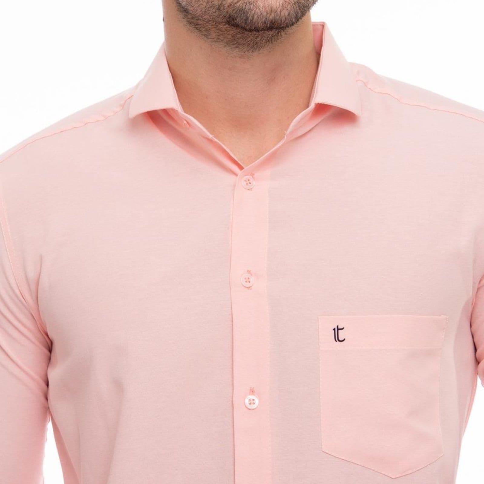 Camisa Social Masculina Slim Teodoro Manga Longa Elegante Cinza G Verde Rosa - 2