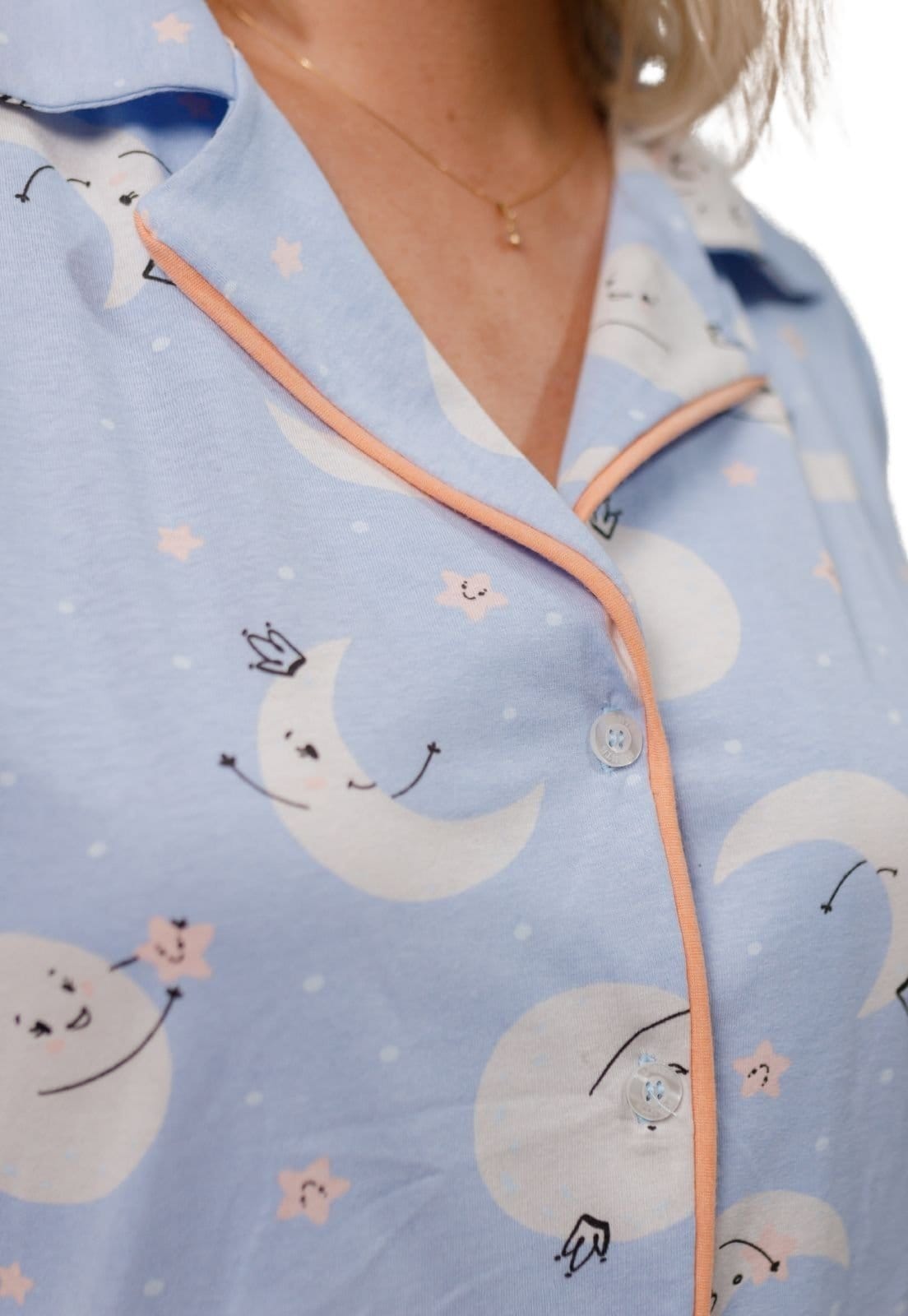 Vista 2 KIT Pijama Americano Curto Lua + Pijama Americano Curto Lua Rosa Piante azul