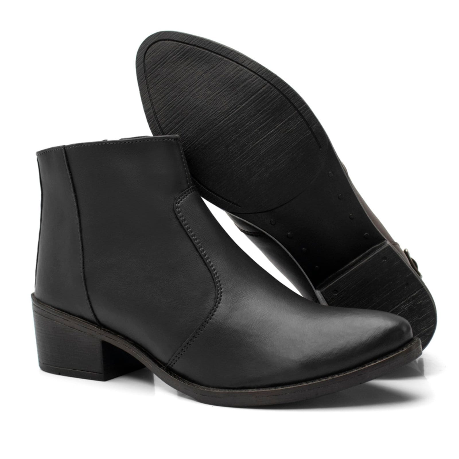 Vista 2 Bota Cano Curto Básica Nine4 Casual Coturno Conforto - Preta Nine4 preto