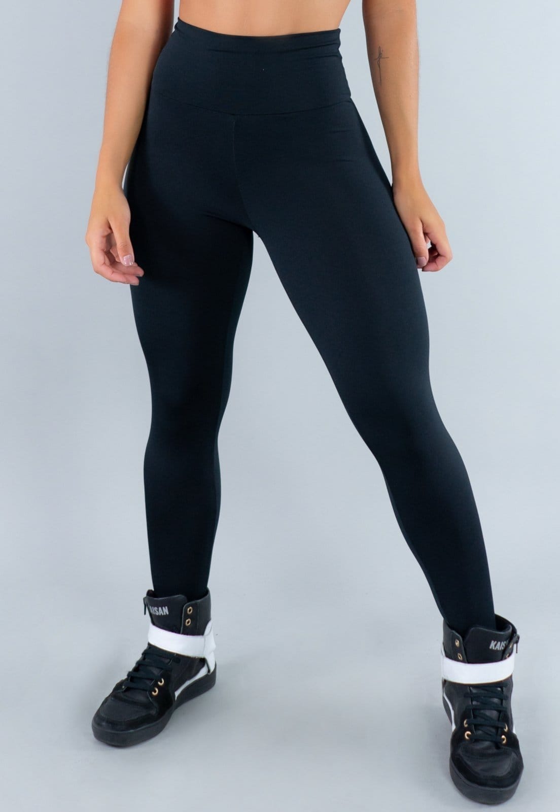 Calça Legging MVB Modas Cintura Alta Fitness Lisa Preta