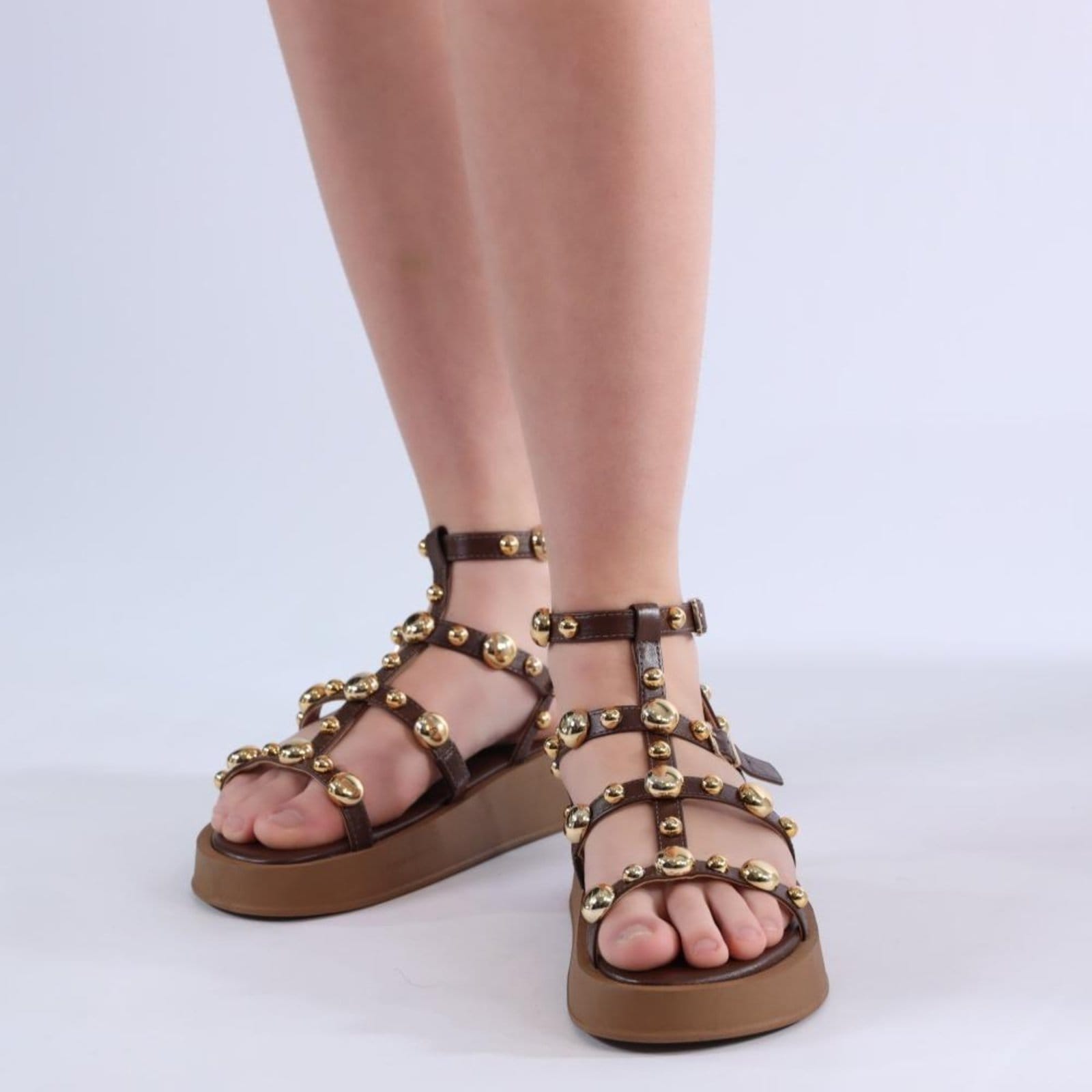 Vista 2 Sandália Feminina Papete Zariff com Maxi Esferas 2037-6488 Brown Incolor Zariff incolor brown