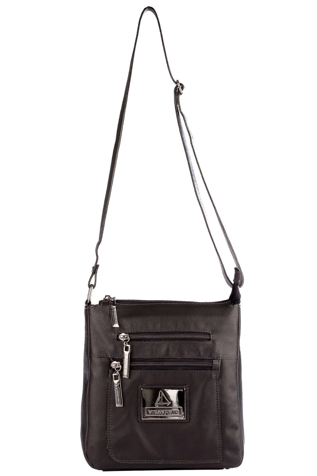 Vista principal Bolsa de couro tiracolo Clovis - Preta Vira Vento café