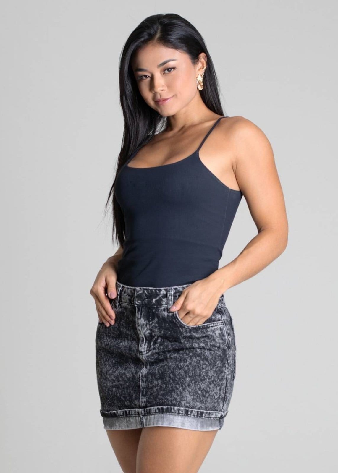 Vista 2 Saia Jeans Sawary - 279682 Sawary preto