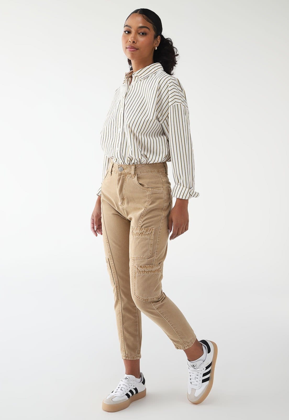 Vista 2 Calça Sarja Sawary Skinny Pocket Sawary bege