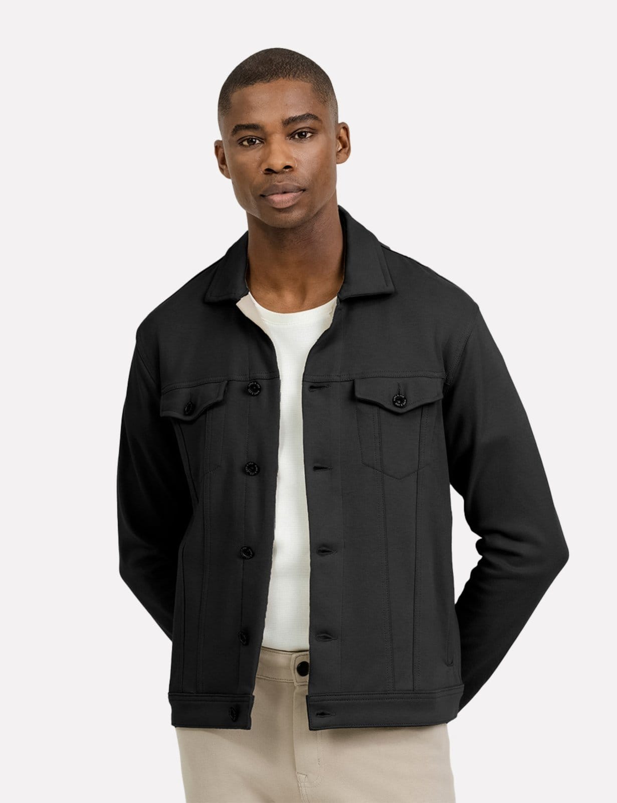 Jaqueta K&J Black Regular Malha Recortes Comfort Preta