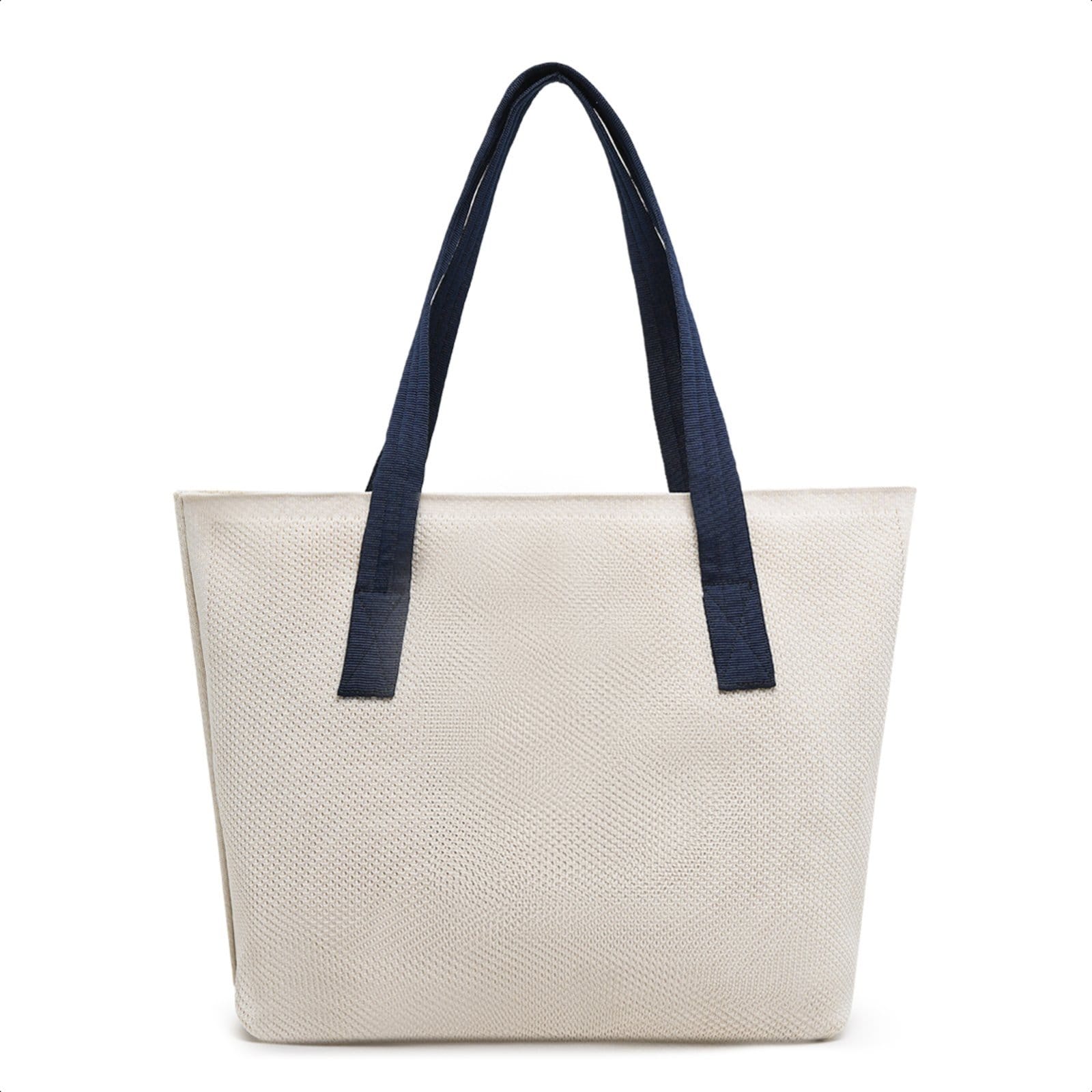 Bolsa Feminina Sacola De Ombro Moda Praia Bordada Tipo Tricô Alça Têxtil Dia a Dia Casual