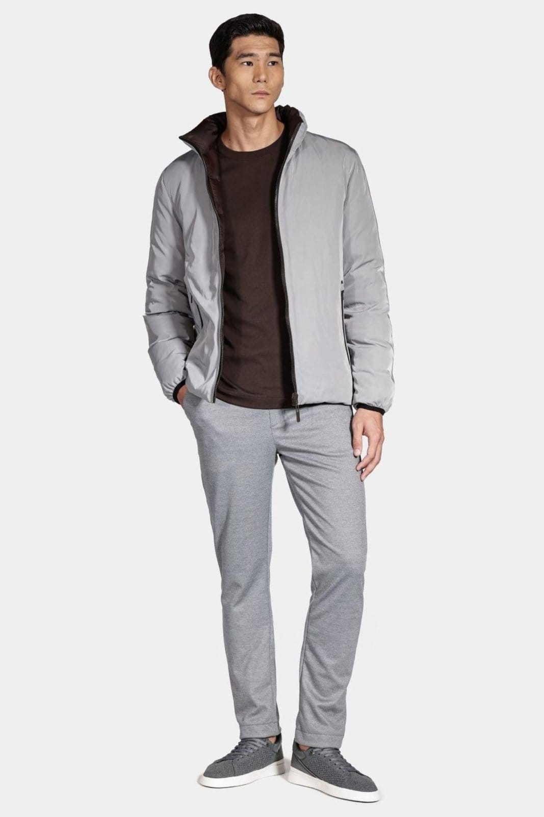 Vista 2 Jaqueta Aramis Nylon Dupla Face Puffer Aramis cinza