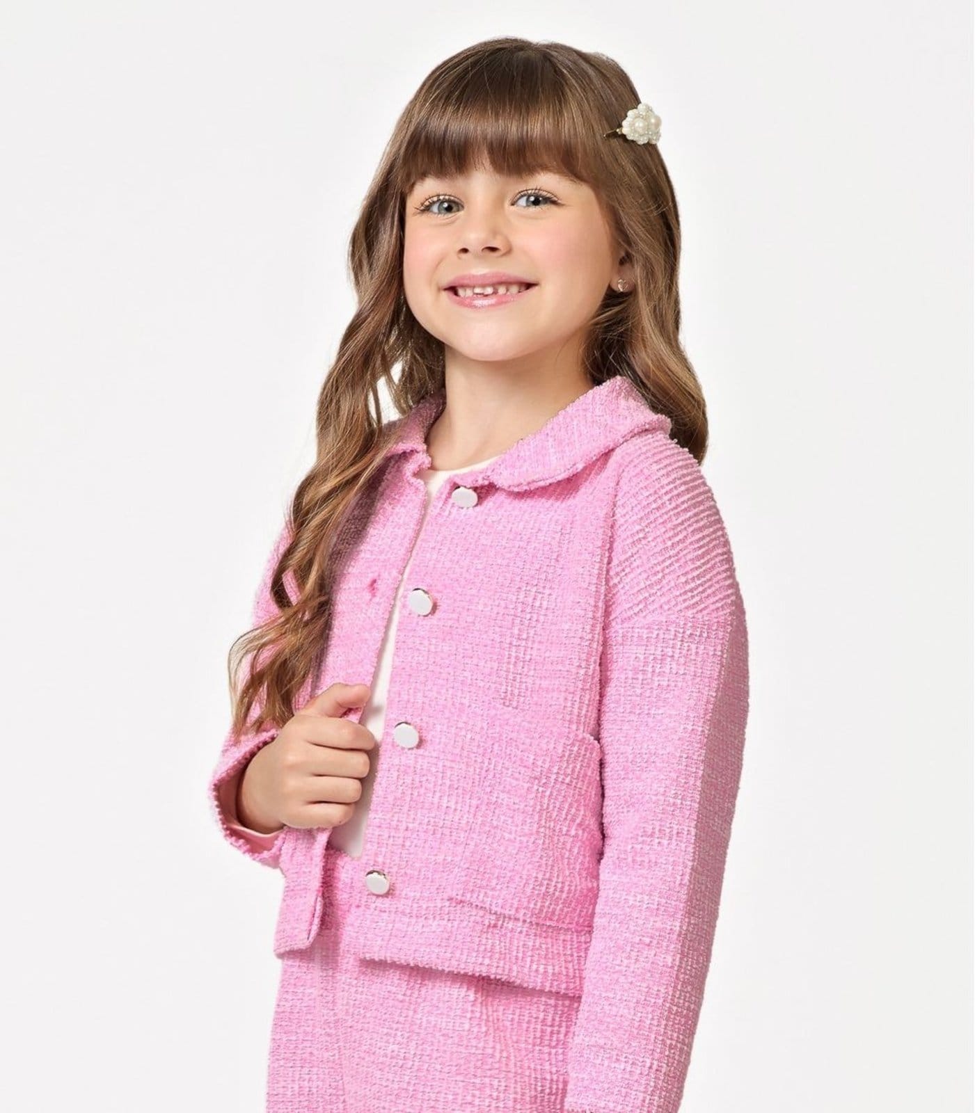 Vista 2 Infantil - Casaco Tweed Shine Trick Nick Trick Nick rosa