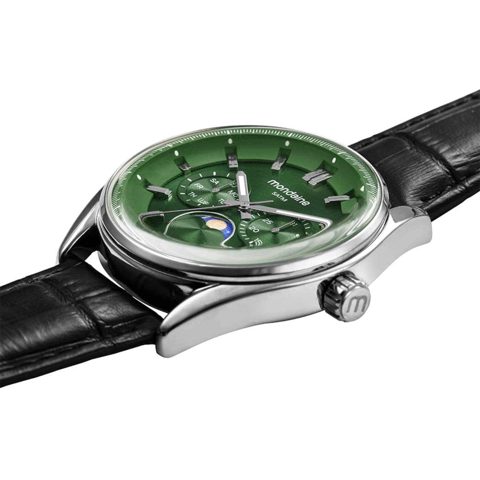 Vista 2 Relógio Masculino Mondaine Mostrador Verde Couro Genuíno Mondaine preto verde