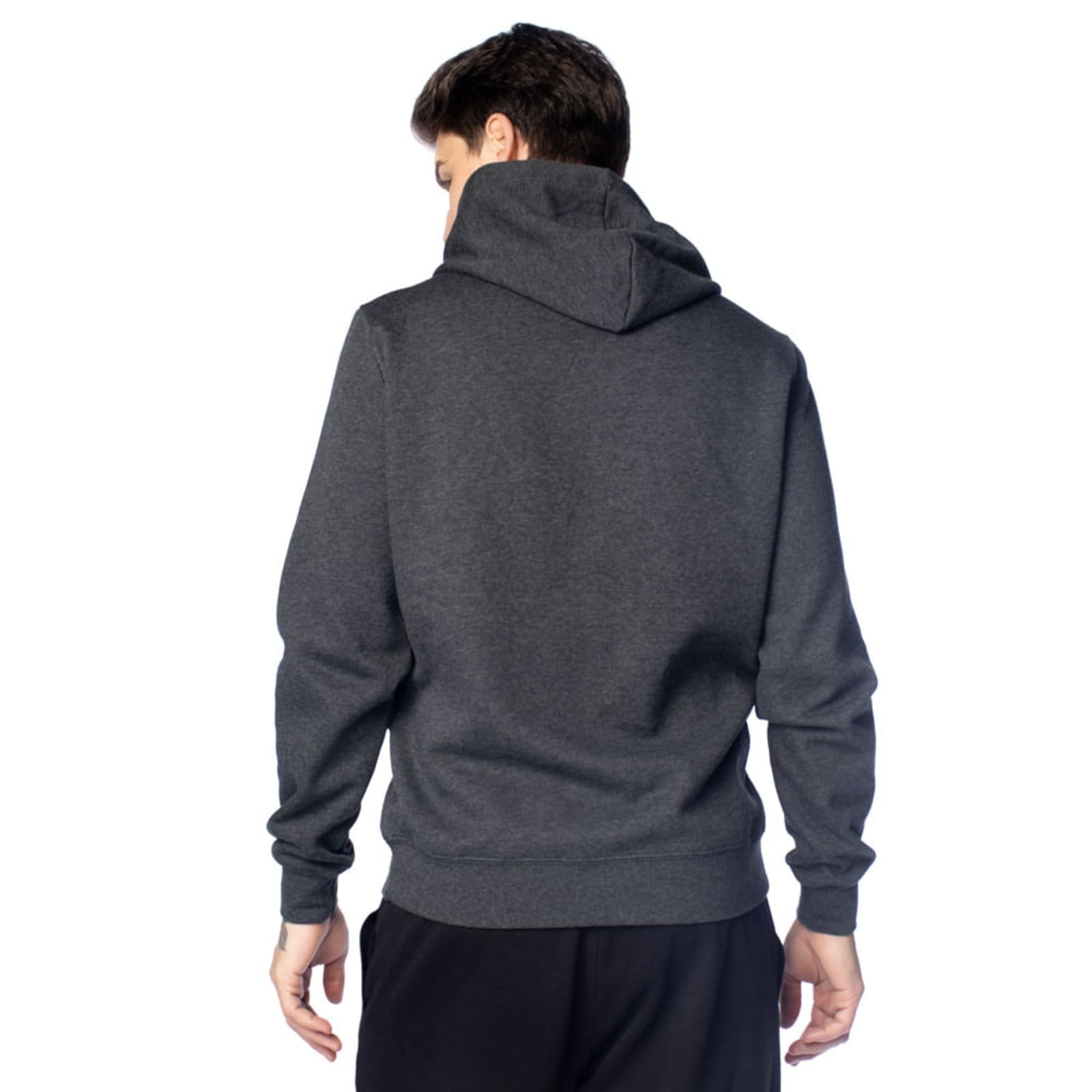 Vista 2 Moletom Masculino Mizuno Capuz Logo Relevo Mescla/Preto Mizuno cinza