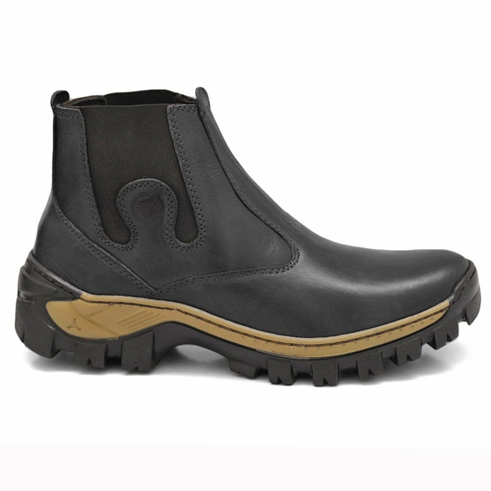 Vista 2 Bota Masculina em Couro com Solado Adventure de Borracha Preta Nine4 preto