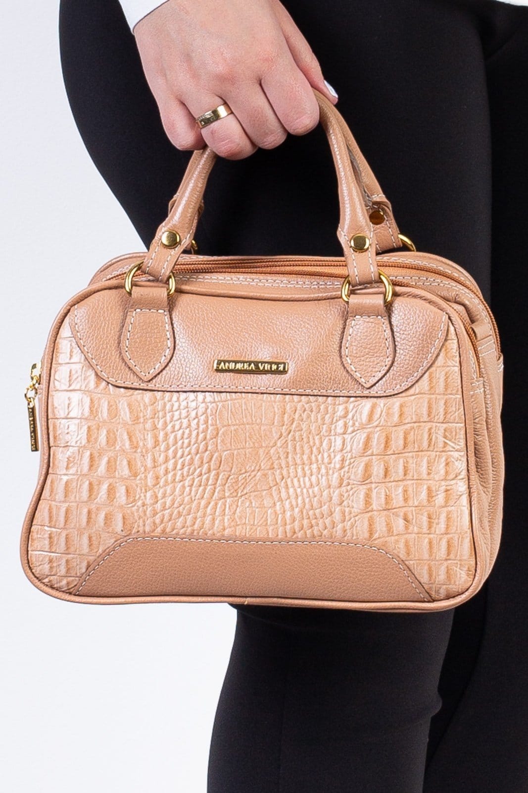 Bolsa Andrea Vinci Pequena De Couro Croco Olívia