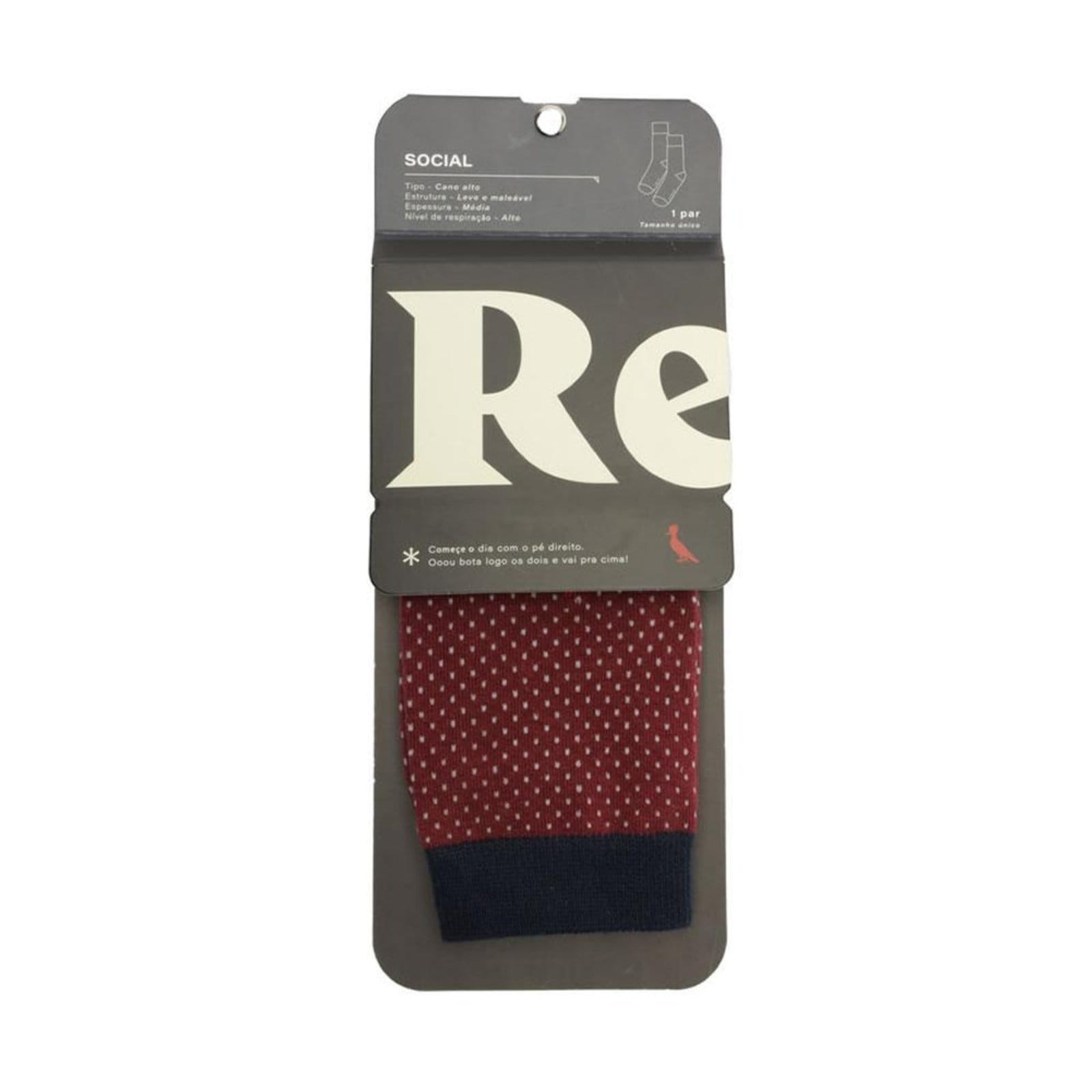 Meia Cano Alto Reserva Colors Pontilhada Masculina Bordô - 2