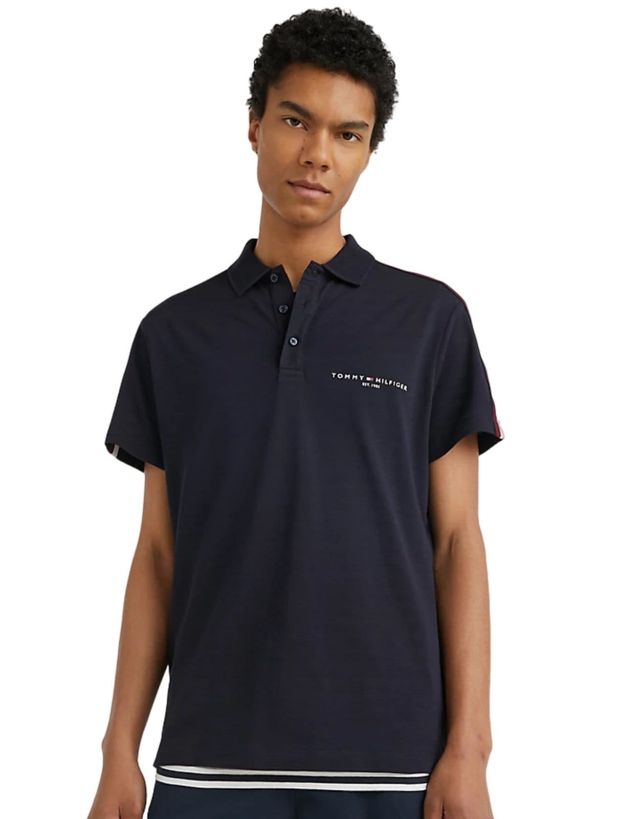 Polo Tommy Hilfiger Masculina Regular Global Stripe Shoulder