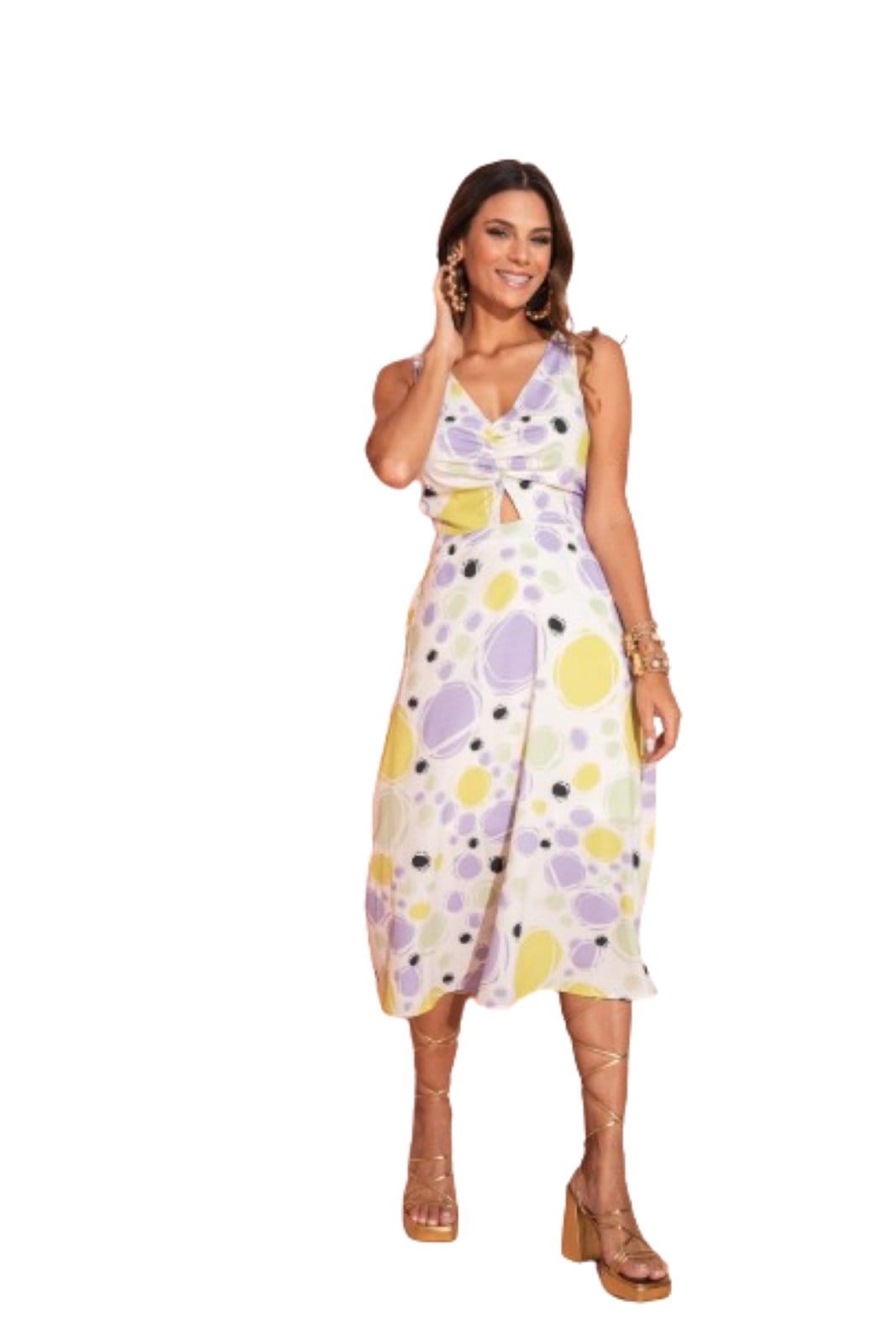 VESTIDO MIDI COM AMARRAÇÁO NAS COSTAS Lavanda