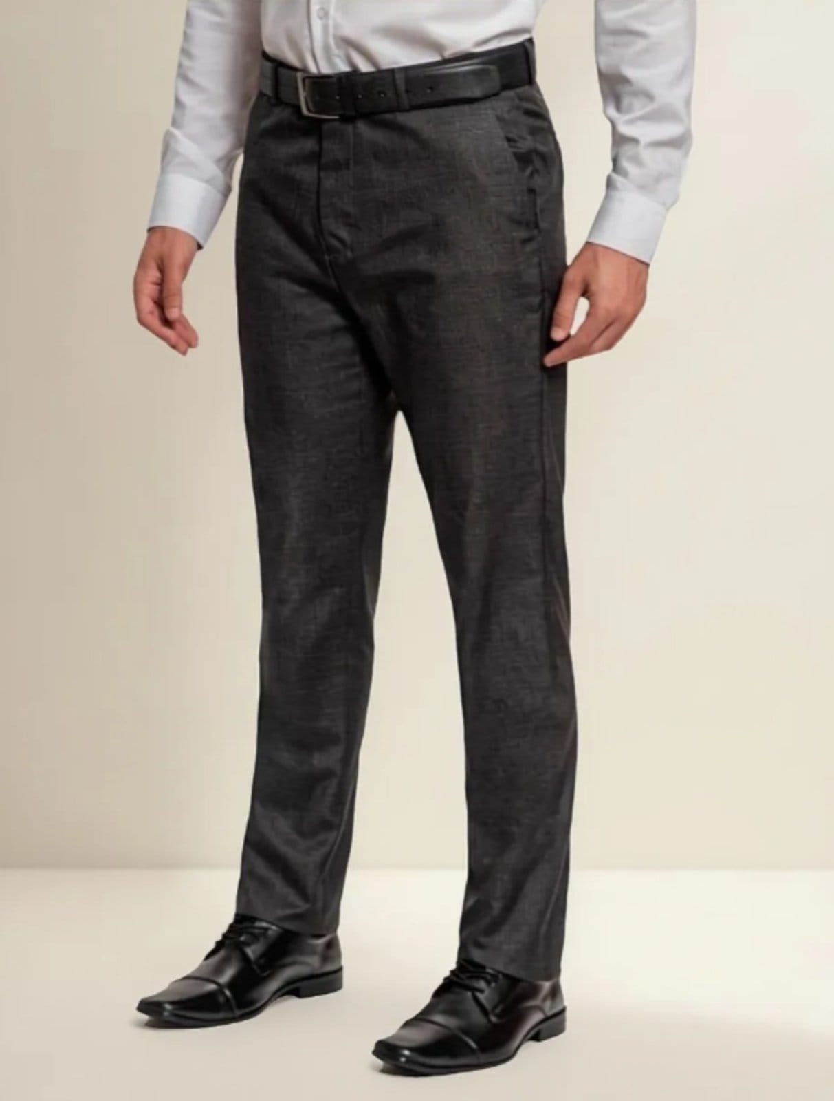 Calça Social Alfaiataria Amil Mesclado Poliéster Premium Luxuoso Lançamento Chumbo